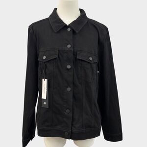 Liverpool Jacket Women XXL Black Jean Denim‎ Stretch Button Down Trucker